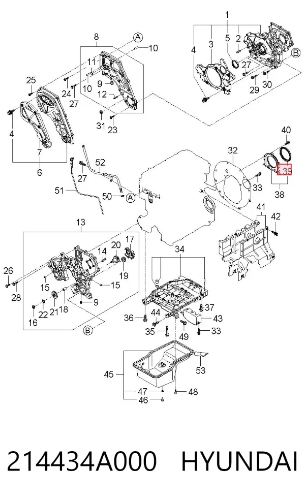 Сальник коленвала задний 214434A000 Hyundai/Kia