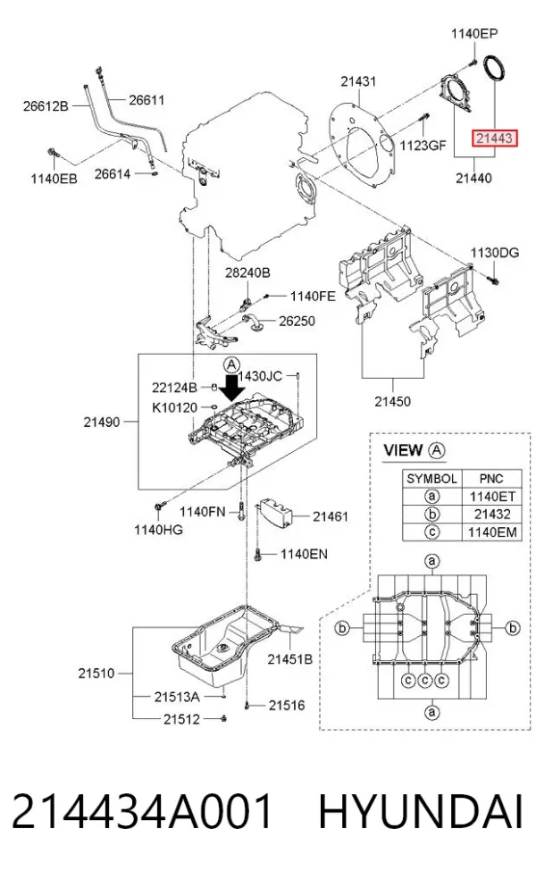 Сальник коленвала задний 214434A001 Hyundai/Kia