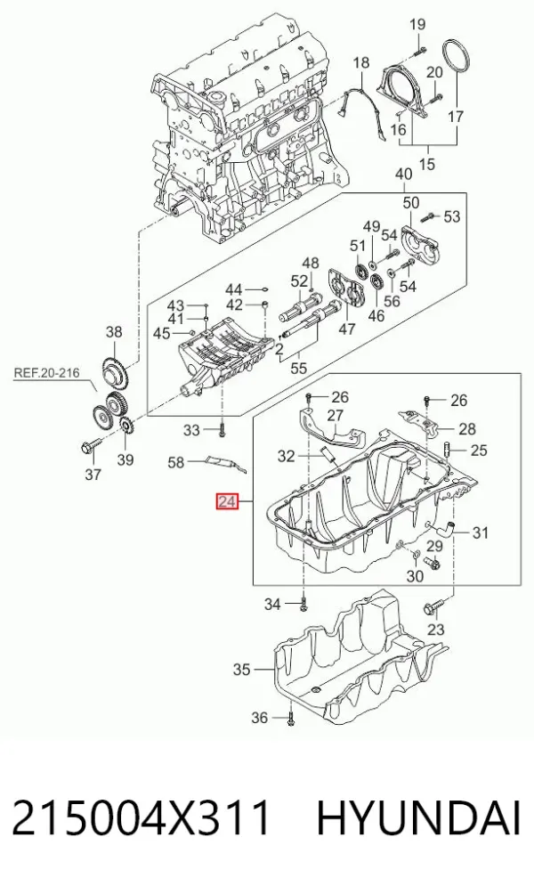 Поддон двигателя 215004X311 Hyundai/Kia