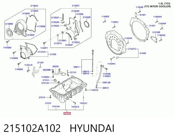 Поддон двигателя 215102A102 Hyundai/Kia