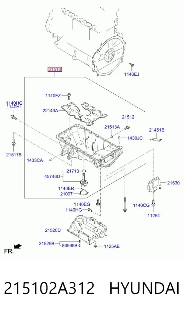 Поддон двигателя 215102A312 Hyundai/Kia