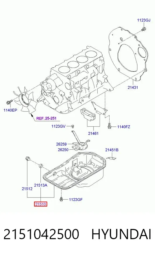 Поддон двигателя 2151042500 Hyundai/Kia