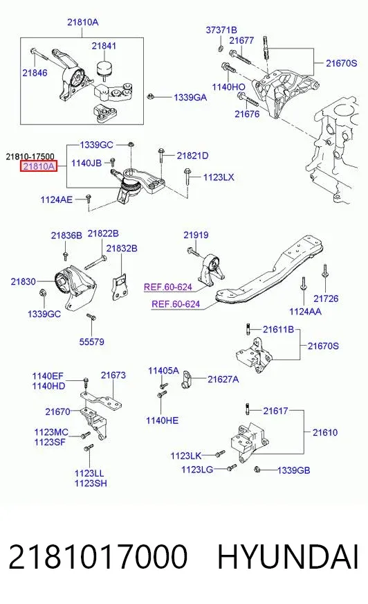 Правая подушка двигателя 2181017000 Hyundai/Kia