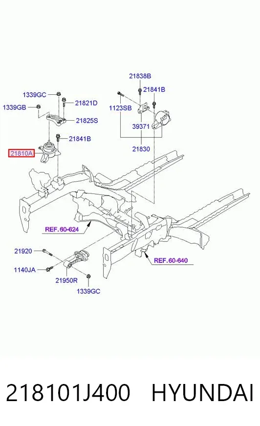 Правая подушка двигателя 218101J400 Hyundai/Kia