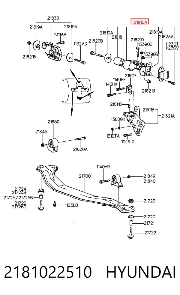 Правая подушка двигателя 2181022510 Hyundai/Kia