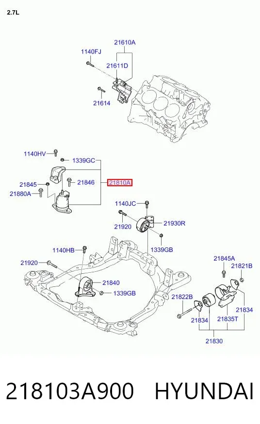 Правая подушка двигателя 218103A900 Hyundai/Kia