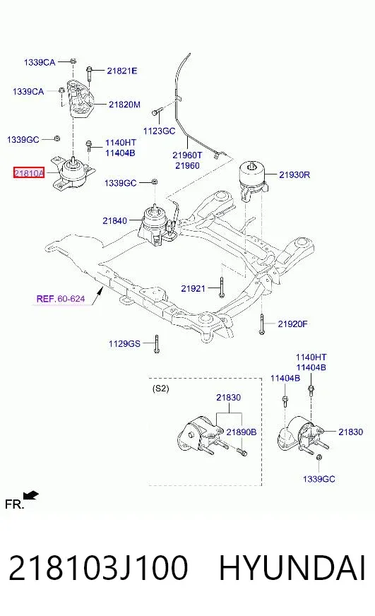 Правая подушка двигателя 218103J100 Hyundai/Kia