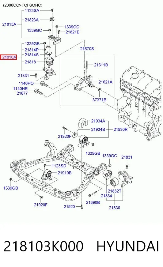 Правая подушка двигателя 218103K000 Hyundai/Kia
