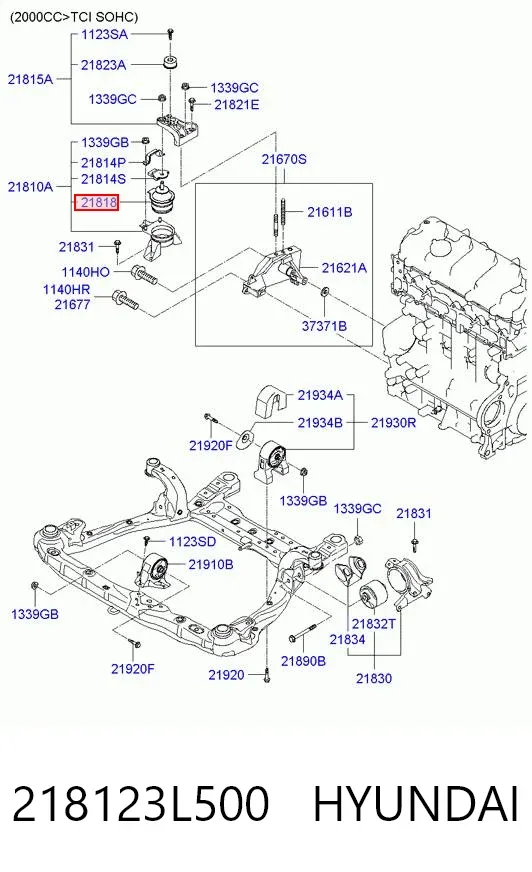 Правая подушка двигателя 218123L500 Hyundai/Kia