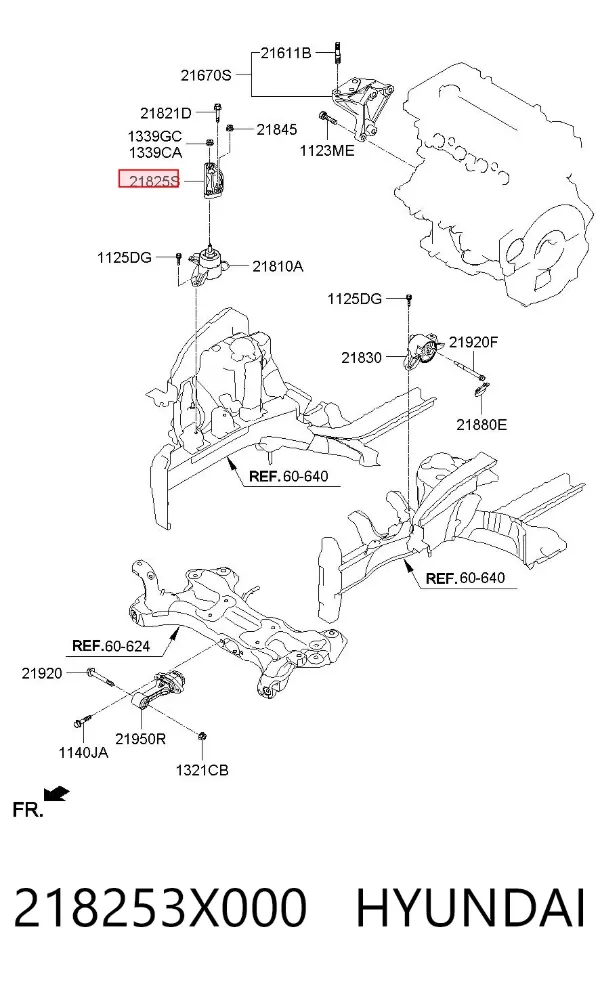 Кронштейн подушки (опоры) двигателя правой 218253X000 Hyundai/Kia