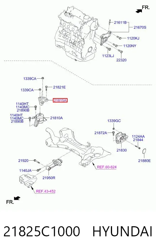 Кронштейн подушки (опоры) двигателя правой 21825C1000 Hyundai/Kia