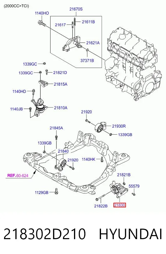 Левая подушка двигателя 218302D210 Hyundai/Kia