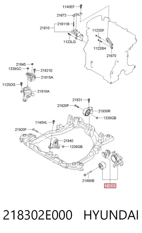 Левая подушка двигателя 218302E000 Hyundai/Kia