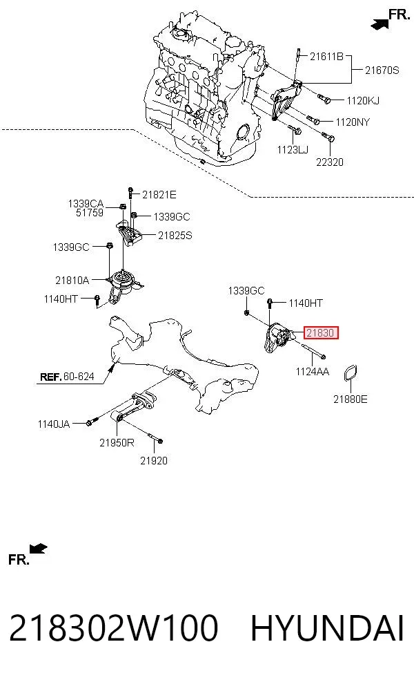 Левая подушка двигателя 218302W100 Hyundai/Kia
