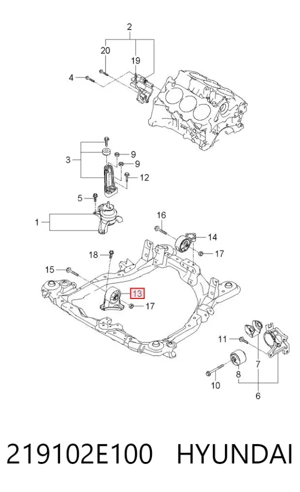 Передняя опора двигателя 219102E100 Hyundai/Kia