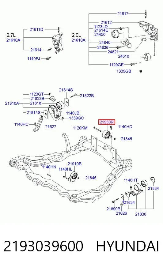 Задняя опора двигателя 2193039600 Hyundai/Kia