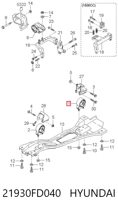 Задняя опора двигателя 21930FD040 Hyundai/Kia
