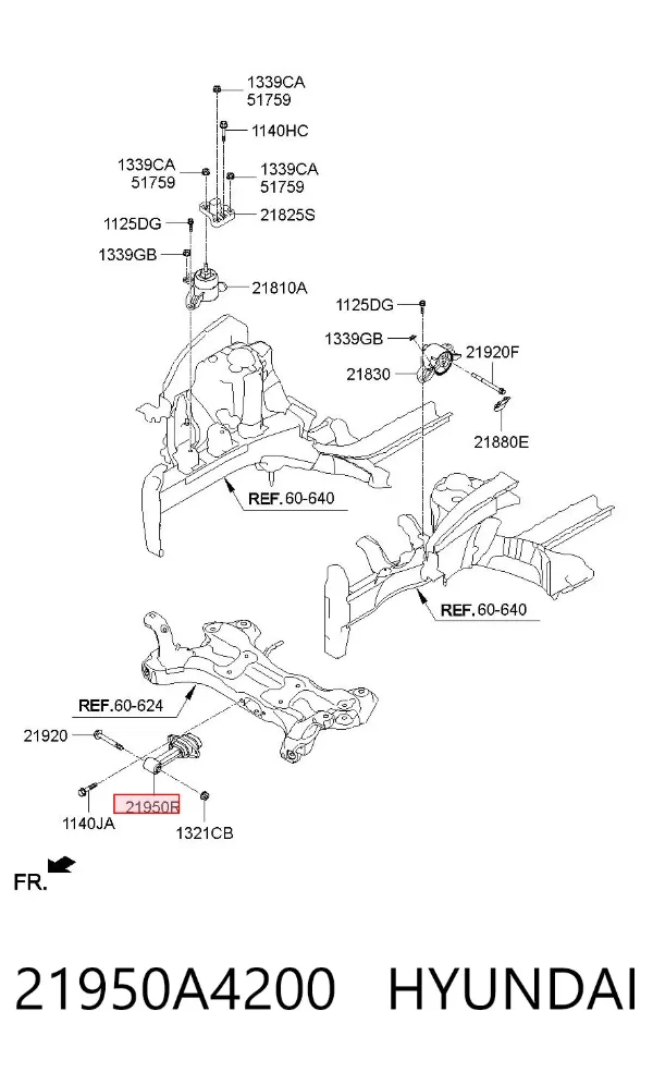 Передняя опора двигателя 21950A4200 Hyundai/Kia
