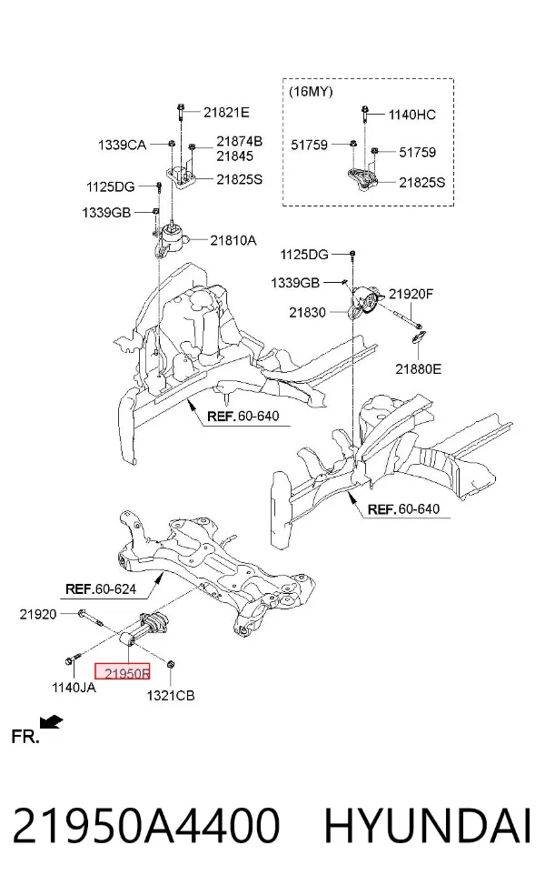 Передняя опора двигателя 21950A4400 Hyundai/Kia