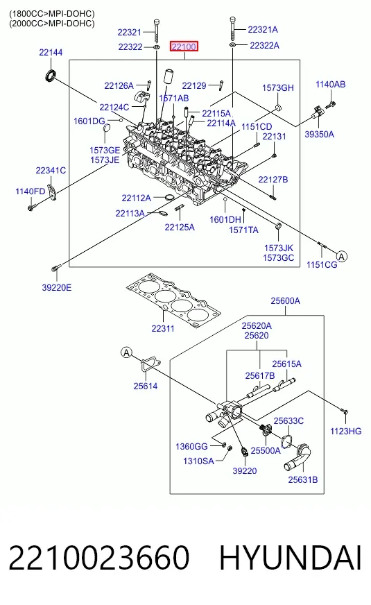 ГБЦ 2210023660 Hyundai/Kia