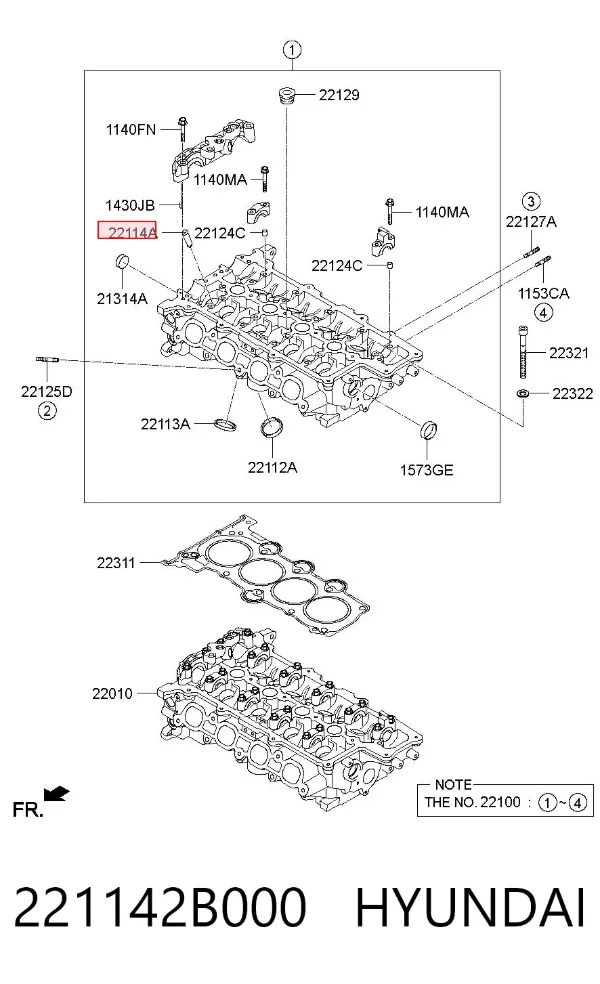 Направляющая клапана 221142B000 Hyundai/Kia