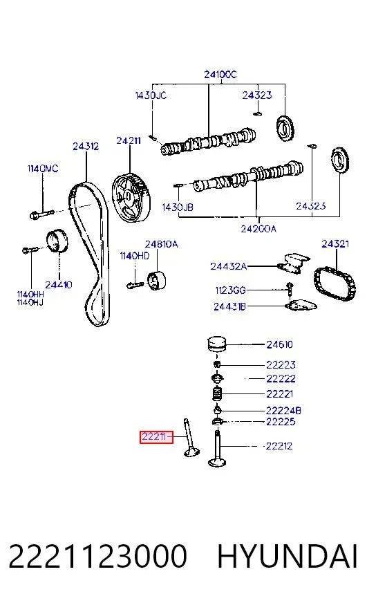 Впускной клапан 2221123000 Hyundai/Kia