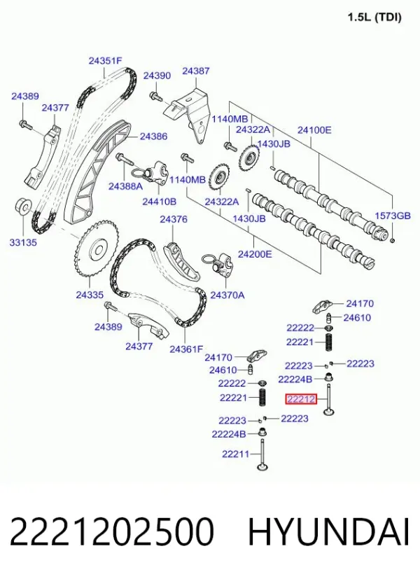 Выпускной клапан 2221202500 Hyundai/Kia