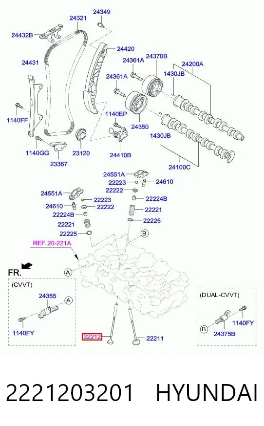 Выпускной клапан 2221203201 Hyundai/Kia