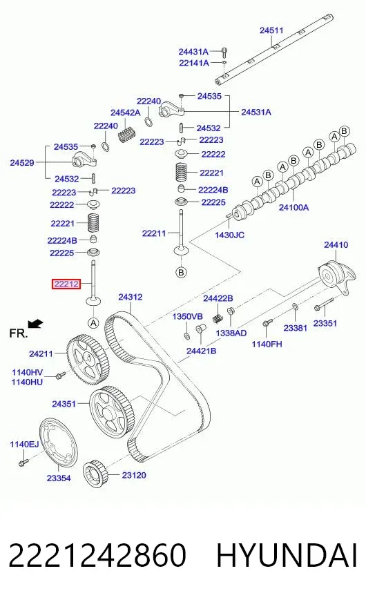 Выпускной клапан 2221242860 Hyundai/Kia