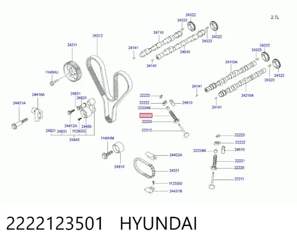 Пружина клапана 2222123501 Hyundai/Kia