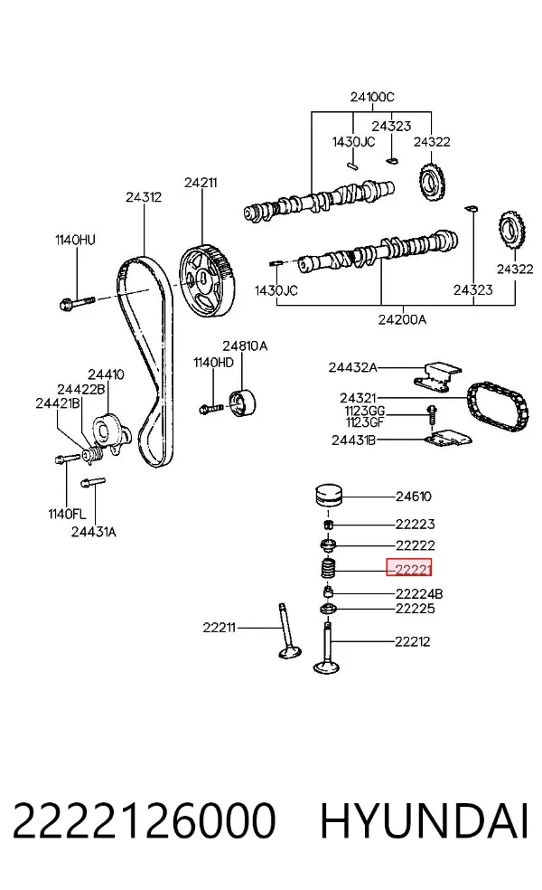 Пружина клапана 2222126000 Hyundai/Kia