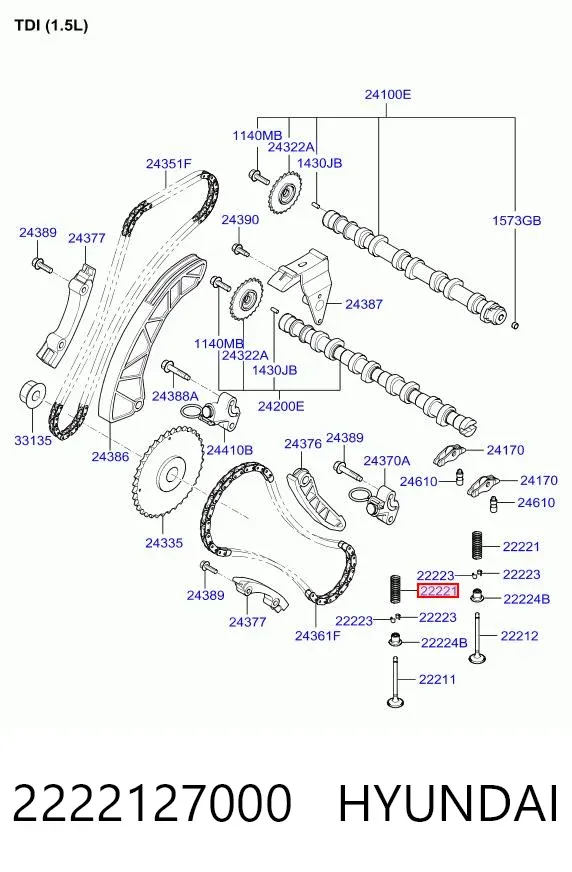 Пружина клапана 2222127000 Hyundai/Kia