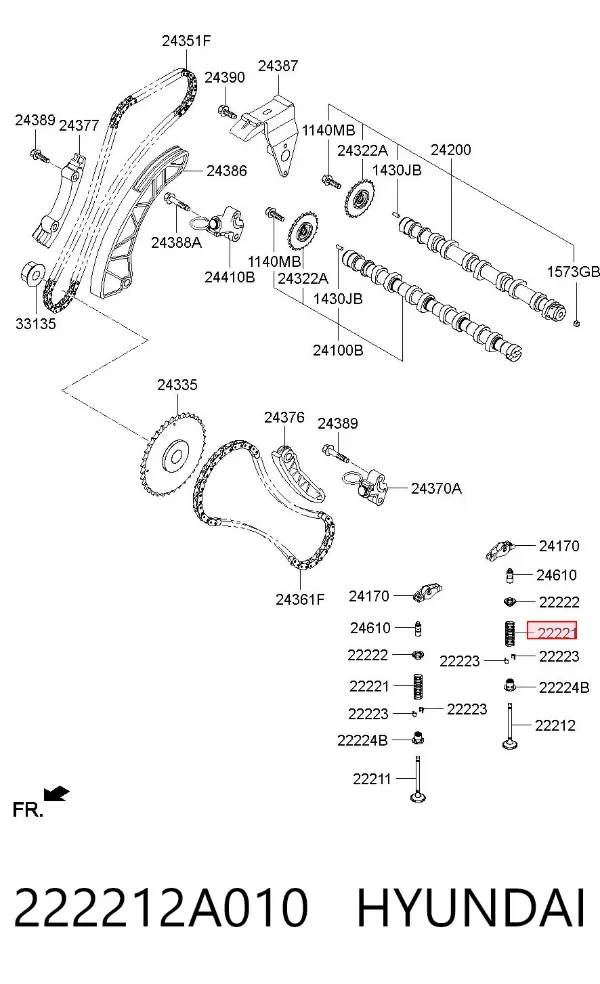 Пружина клапана 222212A010 Hyundai/Kia