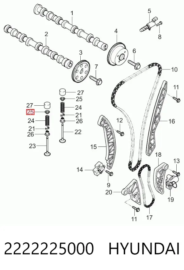 Пружина клапана 2222225000 Hyundai/Kia