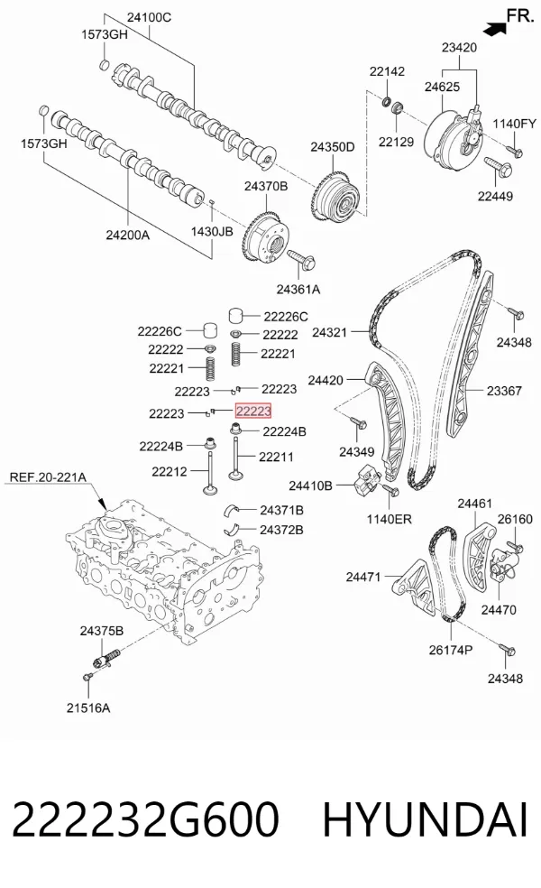 Сухарь клапана 222232G600 Hyundai/Kia