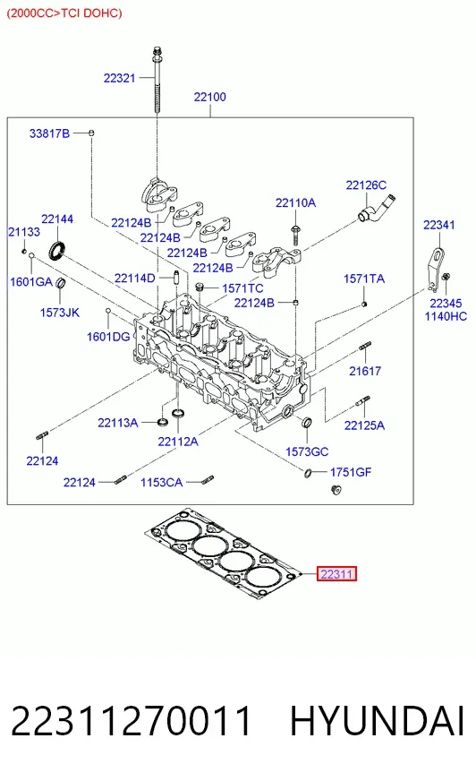 Прокладка ГБЦ 22311270011 Hyundai/Kia