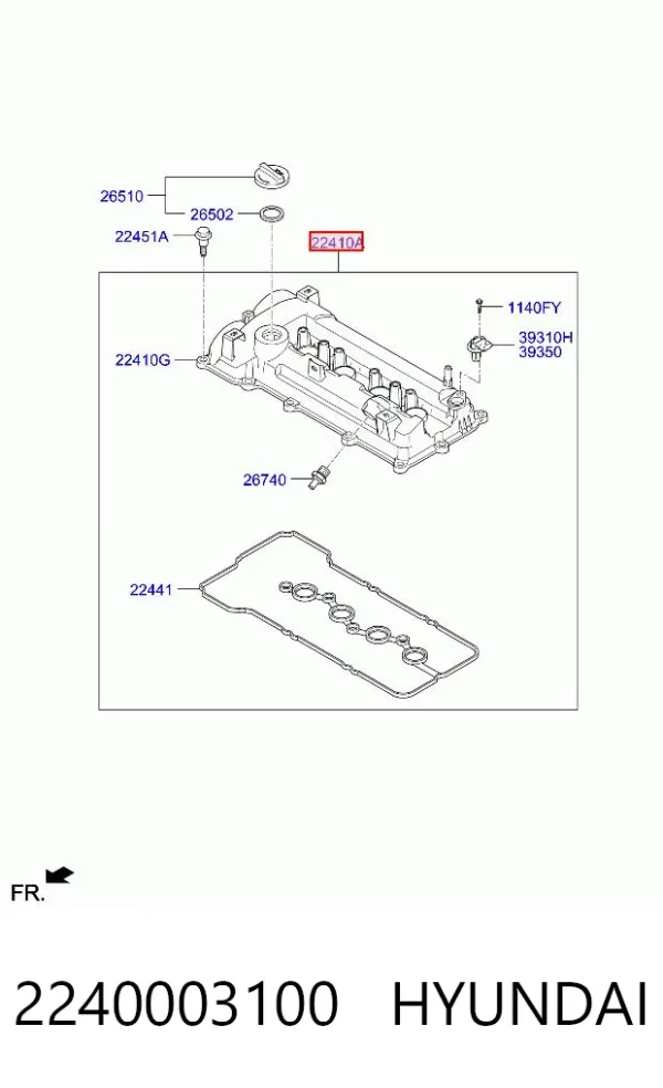 Клапанная крышка 2240003100 Hyundai/Kia