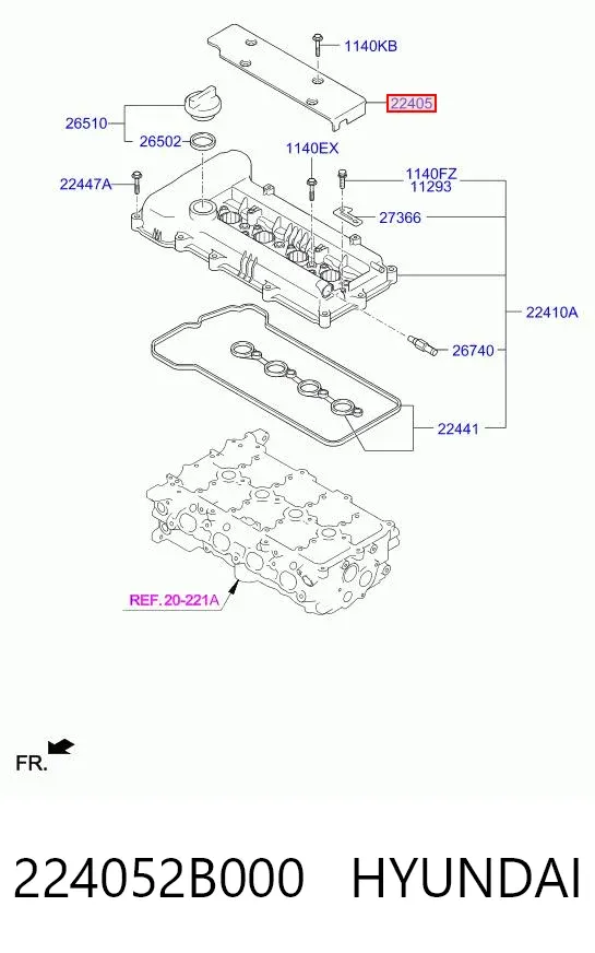 Крышка двигателя 224052B000 Hyundai/Kia
