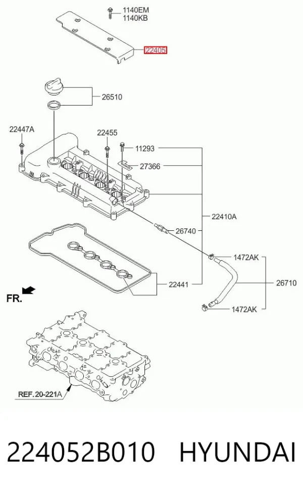 Крышка двигателя 224052B010 Hyundai/Kia