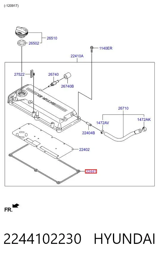 Прокладка клапанной крышки 2244102230 Hyundai/Kia