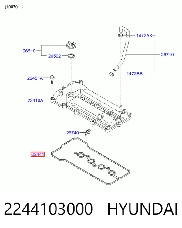 Комплект прокладок крышки клапанов 2244103000 Hyundai/Kia
