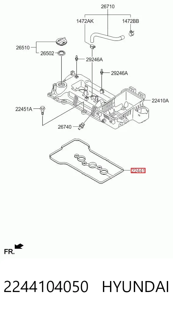 Прокладка клапанной крышки 2244104050 Hyundai/Kia