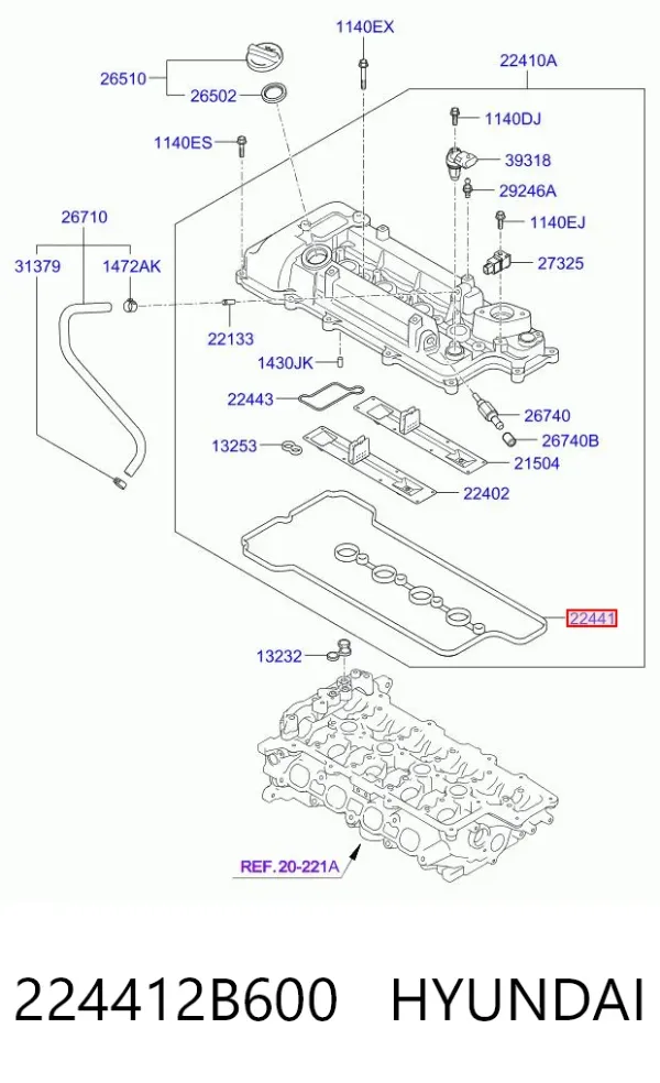 Прокладка клапанной крышки 224412B600 Hyundai/Kia