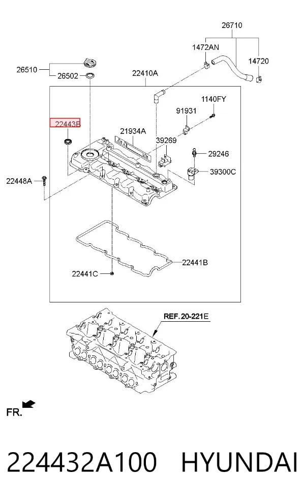 Прокладка свечного колодца 224432A100 Hyundai/Kia