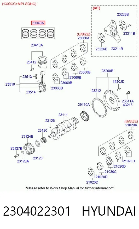 Кольца поршневые 2304022301 Hyundai/Kia