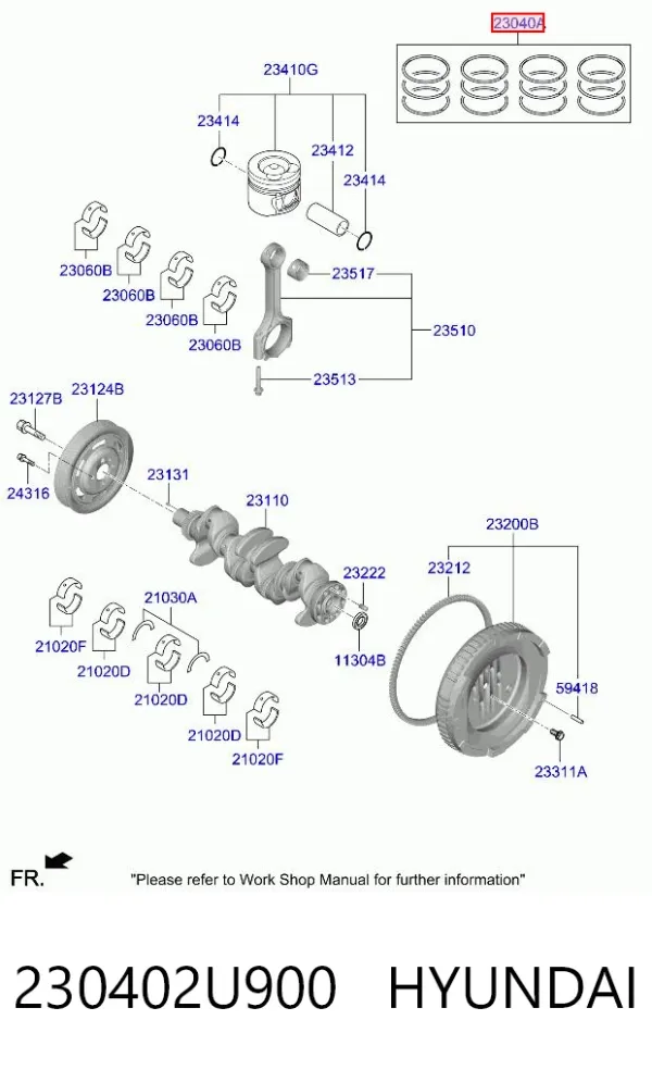 Кольца поршневые 230402U900 Hyundai/Kia