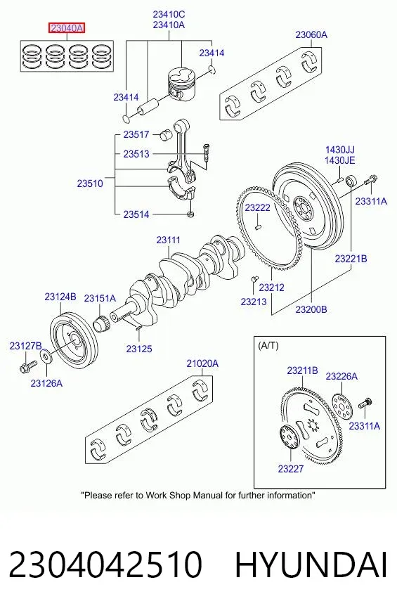 Кольца поршневые 2304042510 Hyundai/Kia