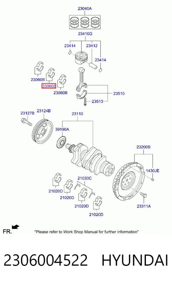 Вкладыши шатунные 2306004522 Hyundai/Kia