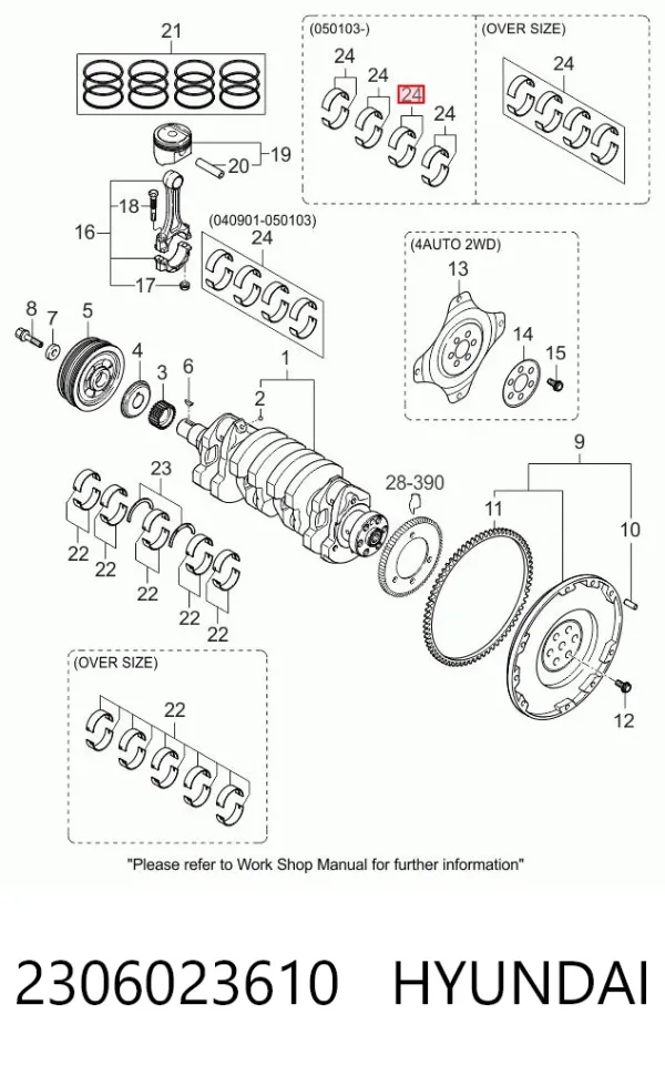 Вкладыши шатунные 2306023610 Hyundai/Kia