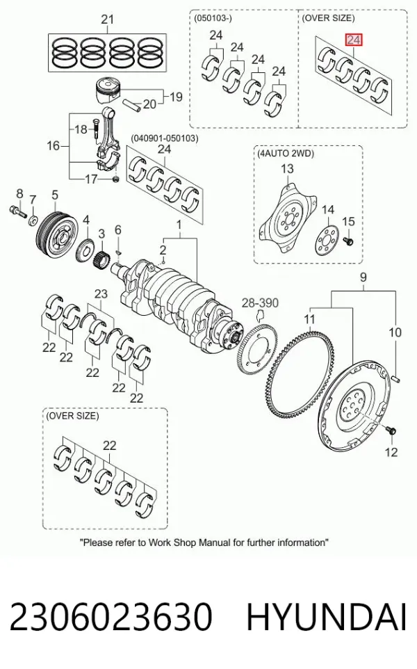 Вкладыши шатунные 2306023630 Hyundai/Kia